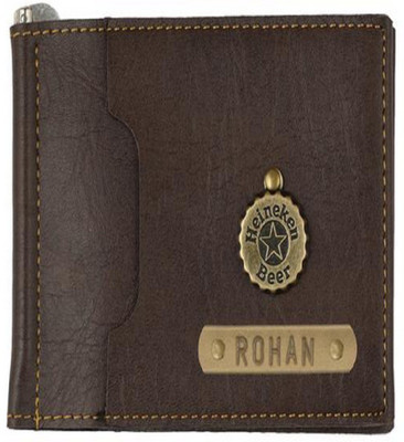 

The Junket Men Brown Artificial Leather Money Clip(2 Card Slots), Dark brown