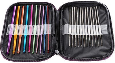 

SYGA 22 Pcs Multicolor Aluminum Handle Crochet Hook Knit Needle Weave Yarn Set