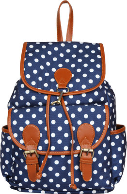 

Lychee Bags CANVAS BLUE POLKA PRINT BACKPACK 12.5 Backpack(Blue)