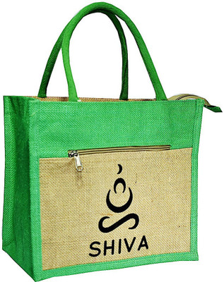 

Crack4Deal Natural Jute Burlap Multipurpose Lunch Bag Combination with Green Color and SIVA Printed (Size- Length-11" x Width-6" x Hight-10" Inch) Waterproof Lunch Bag(Green, 10 inch)