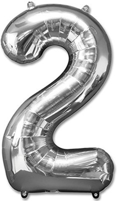 

oramsa Solid 2 no. numerical balloon (18'') for birthday parties and for party decoration, Balloon(Silver, Pack of 1)