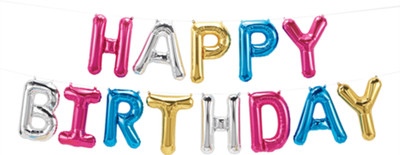 

oramsa Solid Happy Birthday Alphabet Letter Foil Balloons- (multi-color) ,Happy Birthday Balloons for Party Decorations , Balloon(Multicolor, Pack of 1)