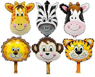 

Skywalk Solid Pack of 6 Cartoon Animal Theme Foil Balloons for Decorating Birthday Party (Mix design) Balloon(Multicolor, Pack of 6)