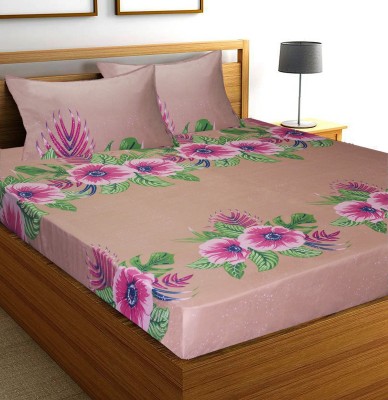 Flipkart SmartBuy 140 TC Microfiber Double Floral Flat Bedsheet(Pack of 1, Pink)