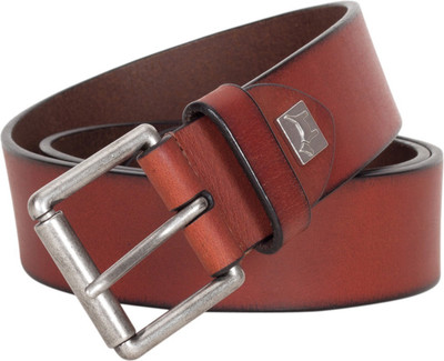 

Pelpe Men Casual Red Genuine Leather Belt, Cognac