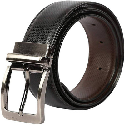 

NITI Men Party Black Genuine Leather Reversible Belt