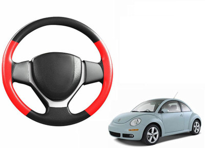 CARIZO Hand Stiched Steering Cover For Volkswagen Beetle(Black, Red, Leatherite)