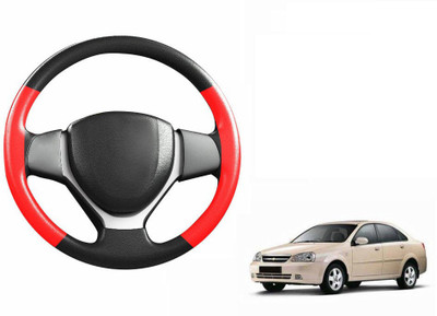 CARIZO Hand Stiched Steering Cover For Chevrolet Optra(Black, Red, Leatherite)