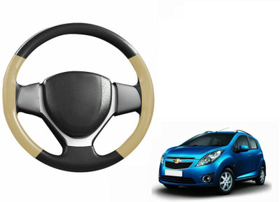 CARIZO Hand Stiched Steering Cover For Chevrolet Beat(Black, Beige, Leatherite)
