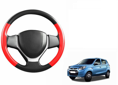CARIZO Hand Stiched Steering Cover For Maruti Alto 800(Black, Red, Leatherite)