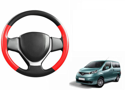 CARIZO Hand Stiched Steering Cover For Nissan Evalia(Black, Red, Leatherite)