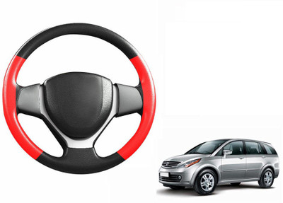 CARIZO Hand Stiched Steering Cover For Tata Aria(Black, Red, Leatherite)