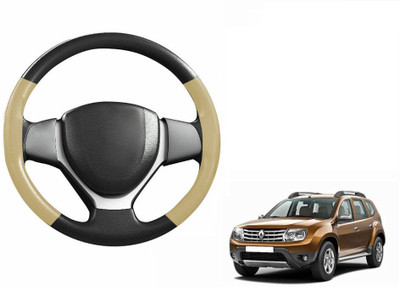 CARIZO Hand Stiched Steering Cover For Renault Duster(Black, Beige, Leatherite)