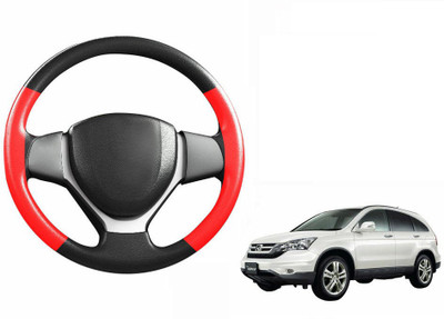CARIZO Hand Stiched Steering Cover For Honda CR-V(Black, Red, Leatherite)