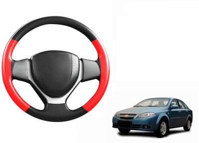CARIZO Hand Stiched Steering Cover For Chevrolet Optra SRV(Black, Red, Leatherite)