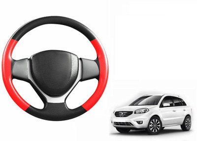 CARIZO Hand Stiched Steering Cover For Renault Koleos(Black, Red, Leatherite)