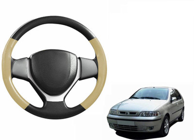 CARIZO Hand Stiched Steering Cover For Fiat Palio(Black, Beige, Leatherite)