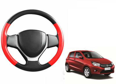 CARIZO Hand Stiched Steering Cover For Maruti Celerio(Black, Red, Leatherite)