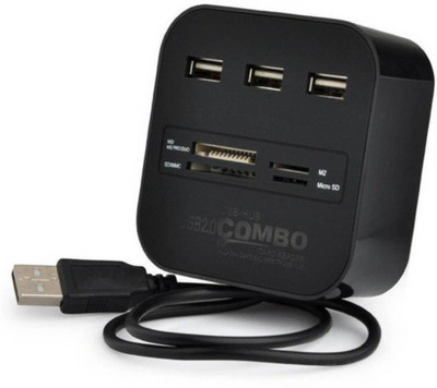 

House Of Sensation 2.0 Combo Hub All In One with 3 ports for SD/MMC/M2/MS Multi Card Reader USB Adapter Card Reader(Black)