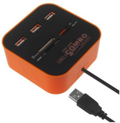 

House Of Sensation 2.0 Combo Hub All In One with 3 ports for SD/MMC/M2/MS Multi Card Reader USB Adapter (Orange) Card Reader(Orange)