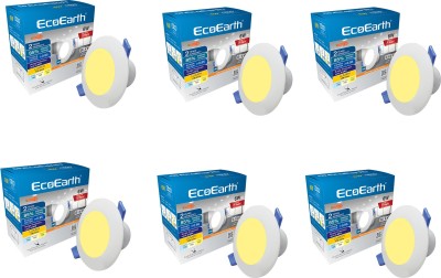 ECOEARTH Bixy 6 W Led Junction & Concealed Downlight Recessed Ceiling Lamp Round (Golden/Yellow, Pack of 6) Warm White Recessed Ceiling Lamp(Yellow)