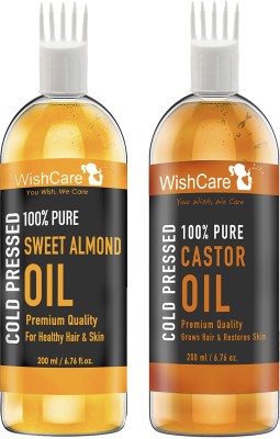 

WishCare 100% Pure Cold Pressed Premium Castor Oil And Sweet Almond Oil - 200 Ml Each Cleansing Oil(400)