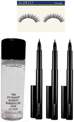 

glorist Eyelashes, Mac Pro Eye Makeup Remover, Pen Eyeliner Pack Of 3(Set of 3)