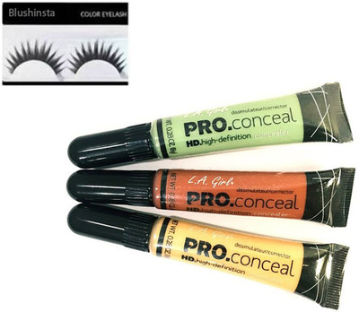 

blushinsta combo kit of eyelashes la girl concealer(Set of 4)