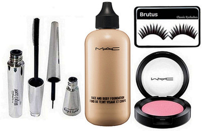 

BRUTUS Eyelashes, Mac Face And Body Foundation, Brooke Candy Mascara And Eyeliner, Blusher(Set of 5)