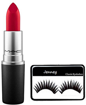 

Jenney eyelashes, mac red lipstick(Set of 2)