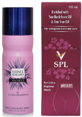 

HAMD Essence Deodorant Spray 200ml 1pc. & VSPL Feminine Hygiene Wash 100ml 1pc. Combo Pack of 2(Set of 2)