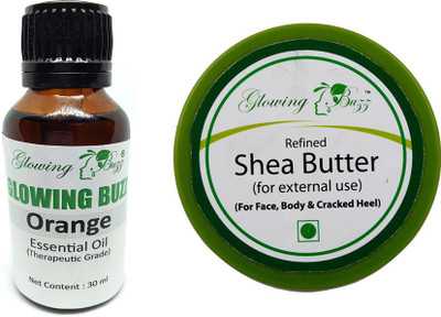 

Glowing Buzz Combo of orange essential oil 30ml and shea butter(Set of 2)