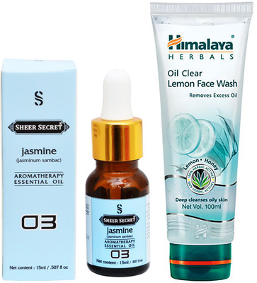 

SHEER SECRET AROMATHERAPY JASMINE ESSENTIAL OIL 15ML with HIMALAYA OIL CLEAR LEMON FACEWASH 100ML(Set of 2)