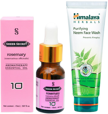 

SHEER SECRET AROMATHERAPY ROSEMARY ESSENTIAL OIL 15ML with HIMALAYA NEEM FACEWASH 100ML(Set of 2)