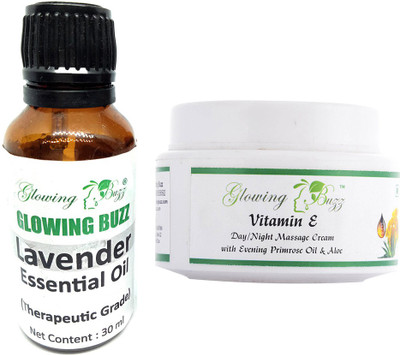 

Glowing Buzz Combo of lavender essential oil 30ml and vitamin e cream(Set of 2)
