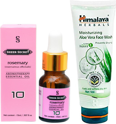 

SHEER SECRET AROMATHERAPY ROSEMARY ESSENTIAL OIL 15ML with HIMALAYA ALOEVERA FACEWASH 100ML(Set of 2)
