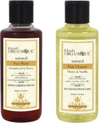 

Khadi Organique honey & vanila cleanser(shampoo),sandalwood honey face wash combo pack 420 ml pack of 2(Set of 2)
