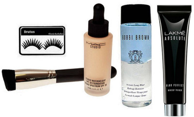 

BRUTUS Eyelashes, Mac Studio Waterweight Spf 30 Foundation, Makeup Brush, Bobbi Brown Long Wear Makeup Remover, Absolute Blur Perfect Makeup primer(Set of 5)