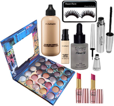 

power point Eyelashes&Mac Face&Body Foundation&Mac Eyeshadow Palette&Mac Pro Long Wear Concealer&Mac Primer Oil&Brooke Candy Liner&Mascara&Lakme9To5 Lipstick Pack Of 2(Set of 6)