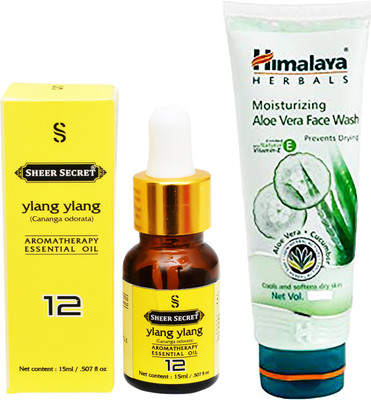 

SHEER SECRET AROMATHERAPY YLANG YLANG ESSENTIAL OIL 15ML with HIMALAYA ALOEVERA FACEWASH 100ML(Set of 2)