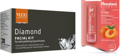 

Himalaya Peach Shine Lip Balm, Diamond Facial Kit(Set of 2)