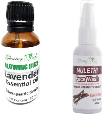 

Glowing Buzz Combo of lavender essential oil 30ml and mulethi facewash 60ml(Set of 2)
