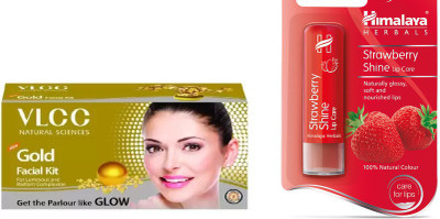 

Himalaya Strawberry Shine Lip Balm, Gold Facial Kit(Set of 2)