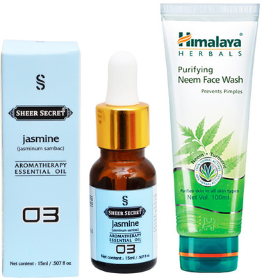 

SHEER SECRET AROMATHERAPY JASMINE ESSENTIAL OIL 15ML with HIMALAYA NEEM FACEWASH 100ML(Set of 2)