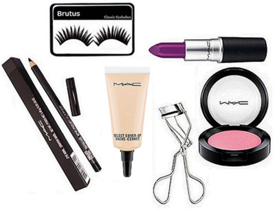 

BRUTUS Eyelashes, Mac Select Cover Up, Matte Finish Lipstick, Pencil kajal, curler, Blusher(Set of 6)