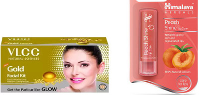 

Himalaya Peach Shine Lip Balm, Gold Facial Kit(Set of 2)