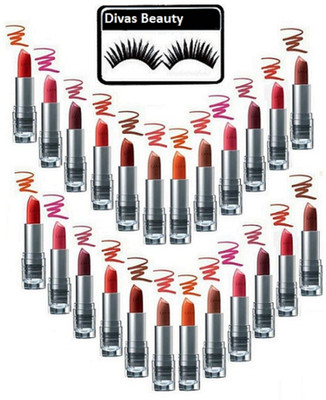 

divas beauty Eyelashes With Lakme Enrich Multicolor Lipstick Pack Of 24(Set of 25)