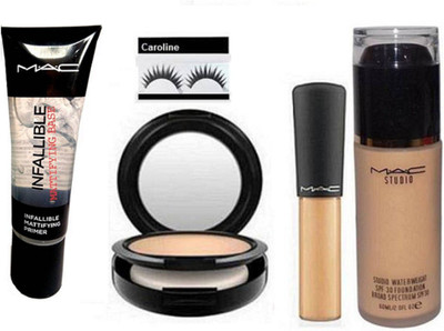 

caroline Eyelashes, Studio Fix Compact,Mineralize Concealer, Studio Water Weight Foundation &Mattifying Base Primer(Set of 5)
