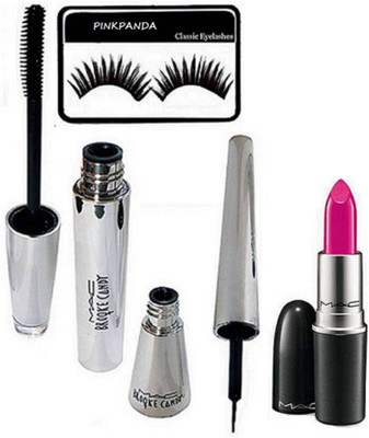 

PINKPANDA Eyelashes , Mac Brooke Candy Eyeliner + Mascara & Matte Pink Lipstick(Set of 4)
