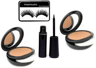 

PINKPANDA Eyelashes, Studio Fix Compact (Pack of 2), Liquid Eyeliner(Set of 4)